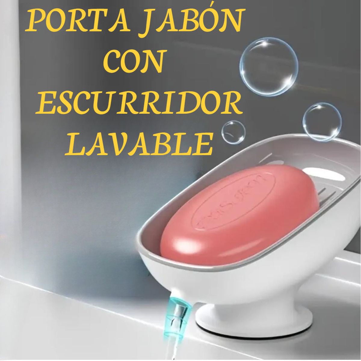 GENERICO - JABONERA CON ESCURRIDOR PORTA JABÓN PARA BAÑO LAVADERO COCINA