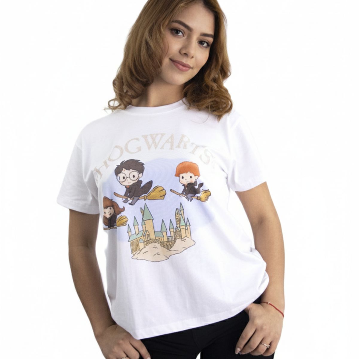 HARRY POTTER - Polo Mujer Harry Potter Manga Corta Regular  Algodón Blanco