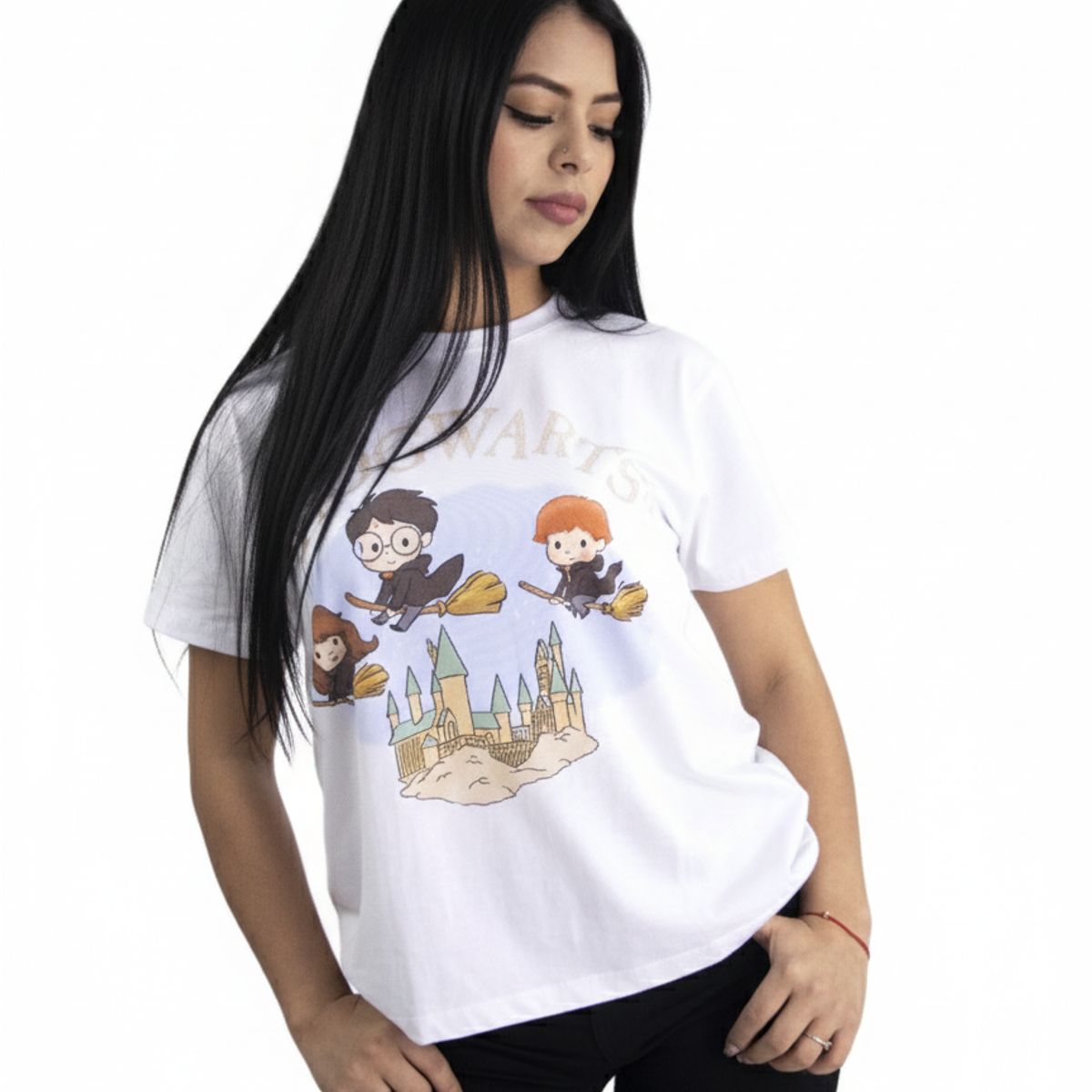 HARRY POTTER - Polo Mujer Harry Potter Manga Corta Regular  Algodón Blanco