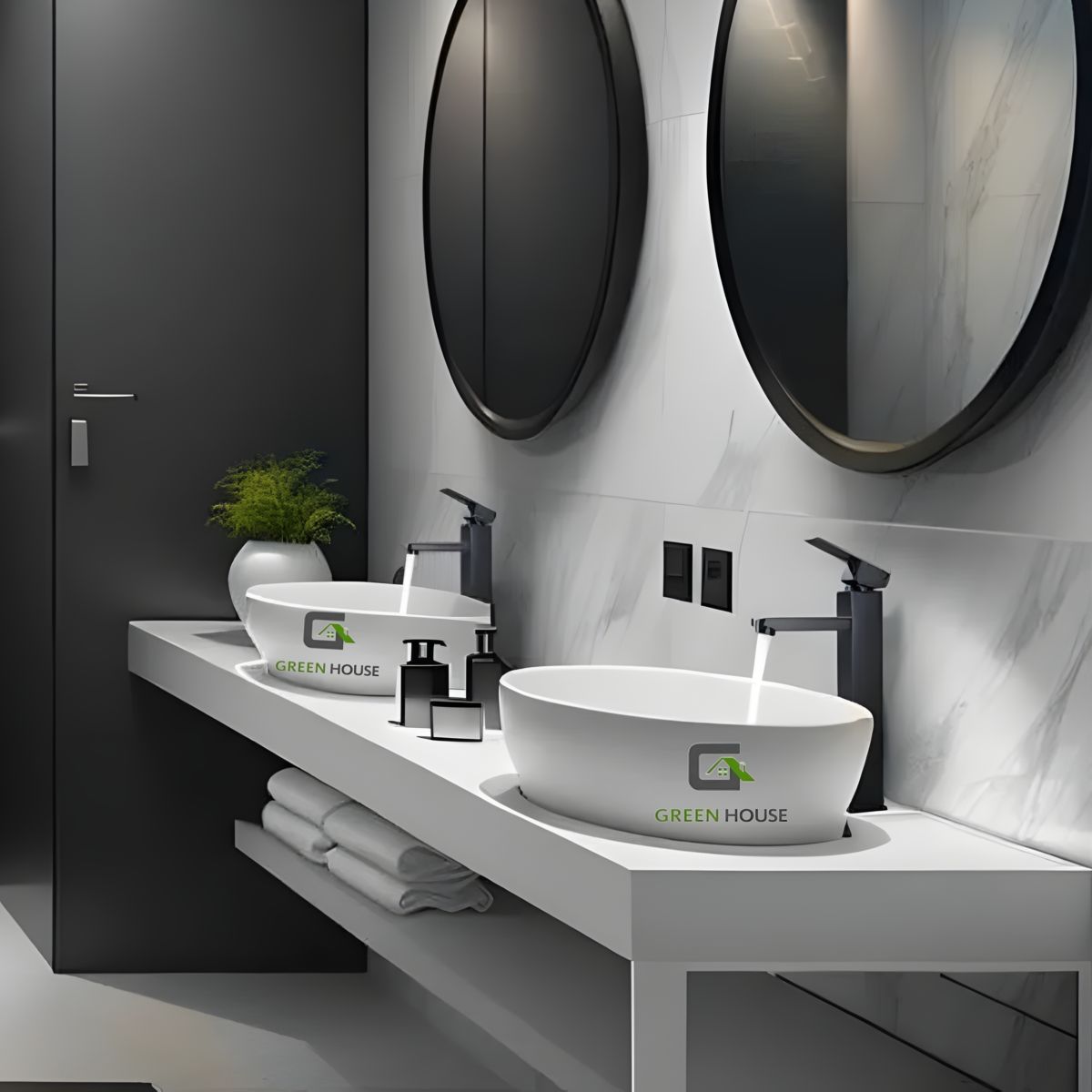 GREEN HOUSE - GRIFERIA DE LAVATORIO AGUA FRIA PICO LARGO 30CM NEGRO MATE