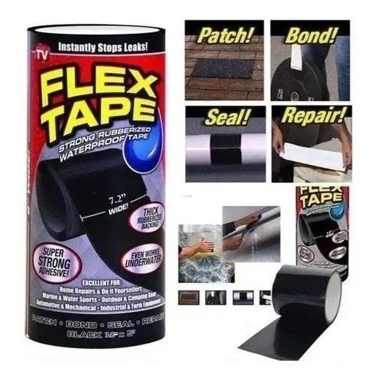 GENERICO - CINTA NEGRA FAST TAPE DE REPARACIÓN GRANDE