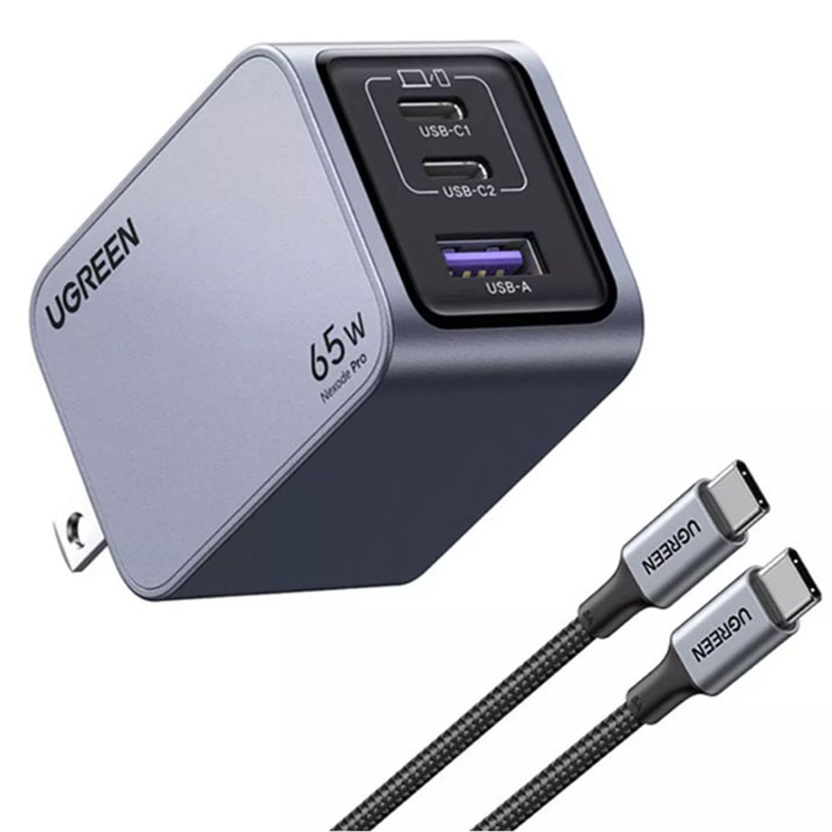 UGREEN - Ugreen Cargador Nexode Pro 3 Puertos GaN 65W Carga Rápida