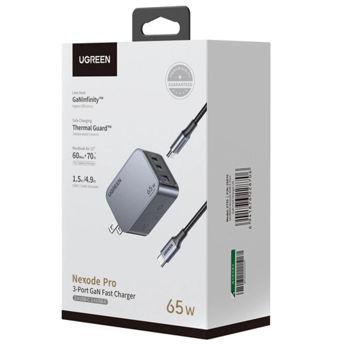 UGREEN - Ugreen Cargador Nexode Pro 3 Puertos GaN 65W Carga Rápida