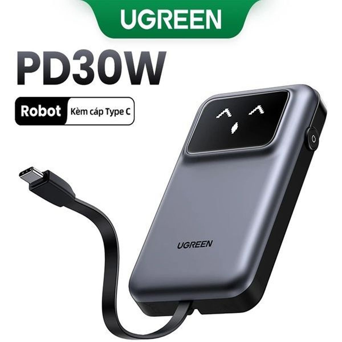 UGREEN - Power Bank Ugreen 10000Mah con Cable USB-C 30W Negro