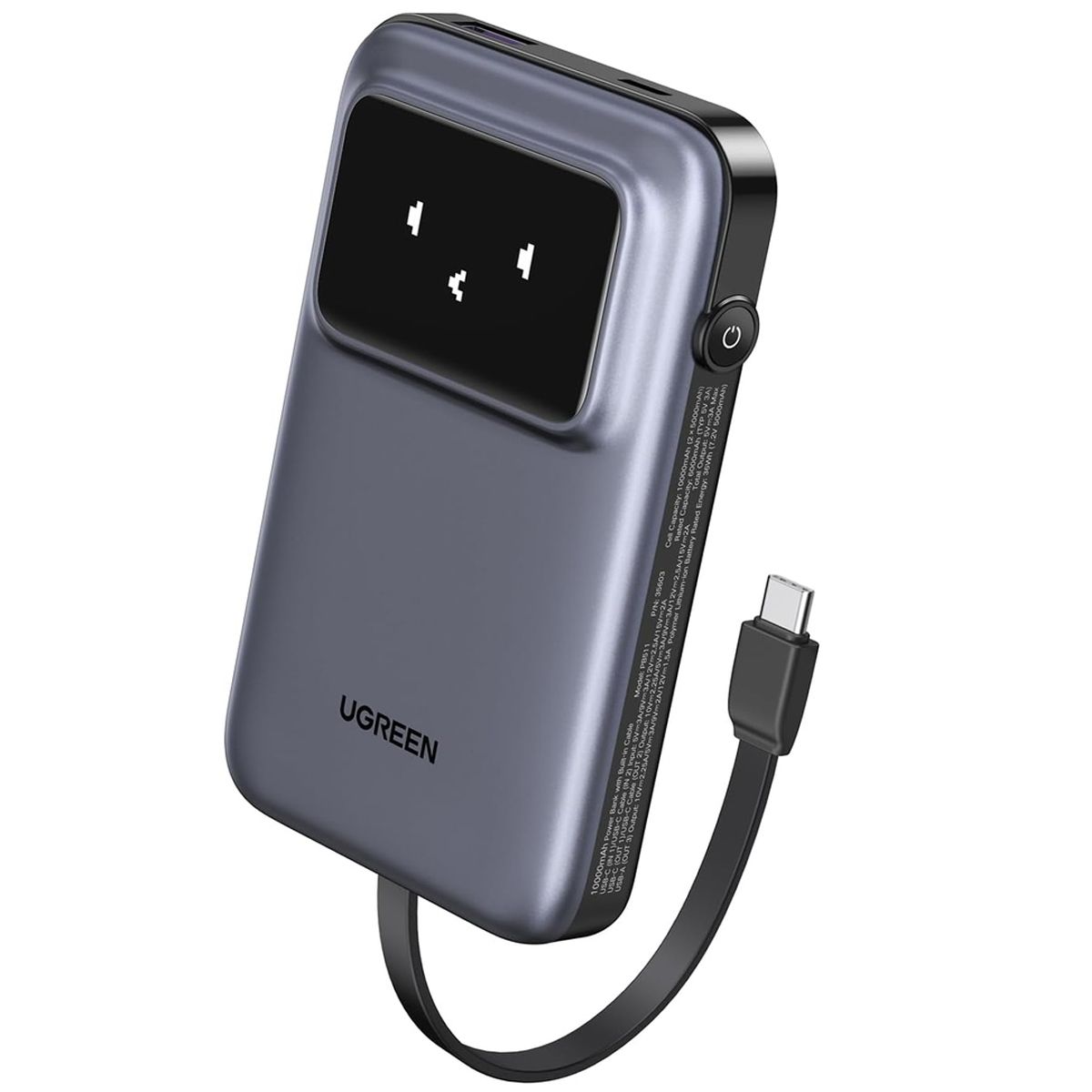 UGREEN - Power Bank Ugreen 10000Mah con Cable USB-C 30W Negro