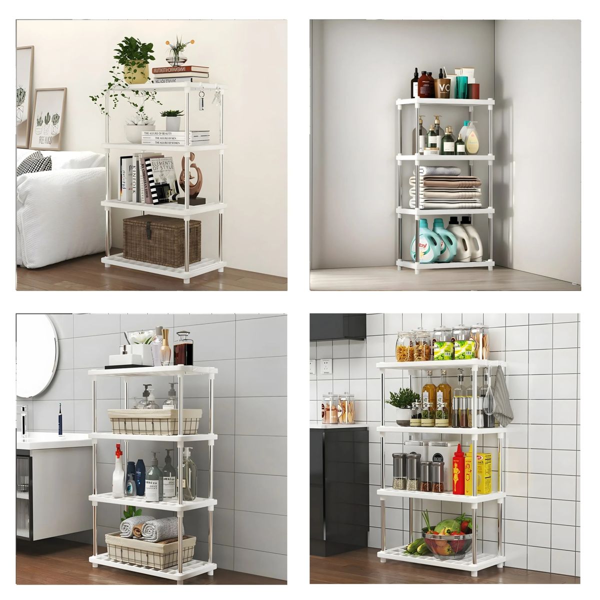 GENERICO - Estante Multifuncional 3 Pisos Rejilla Blanco