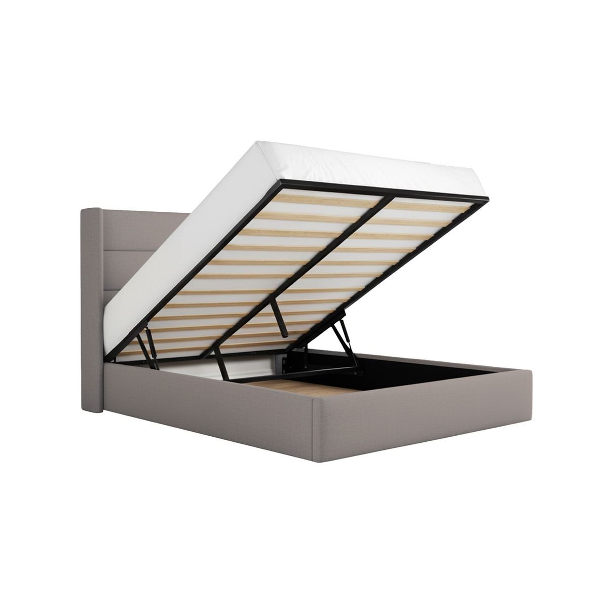 MUEBLES MACRUMO - Cama tapizada Aile - Queen Beige oscuro