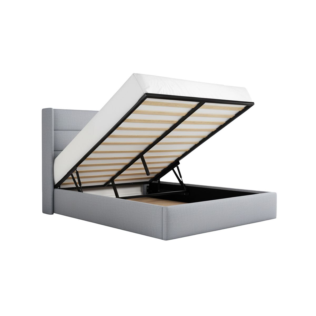 MUEBLES MACRUMO - Cama tapizada Aile - Queen Gris claro