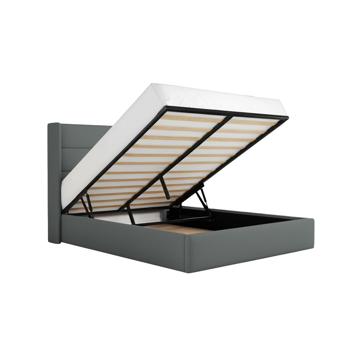 MUEBLES MACRUMO - Cama tapizada Aile - King Gris oscuro