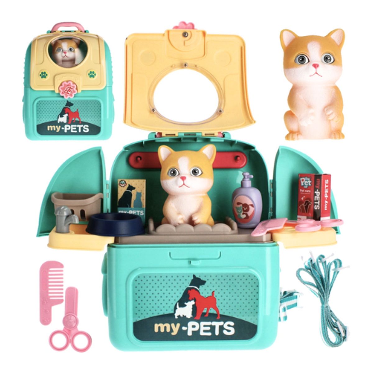 GENERICO - Juguete Set de Cuidado de Mascotas 2 en 1 Mochila Gato