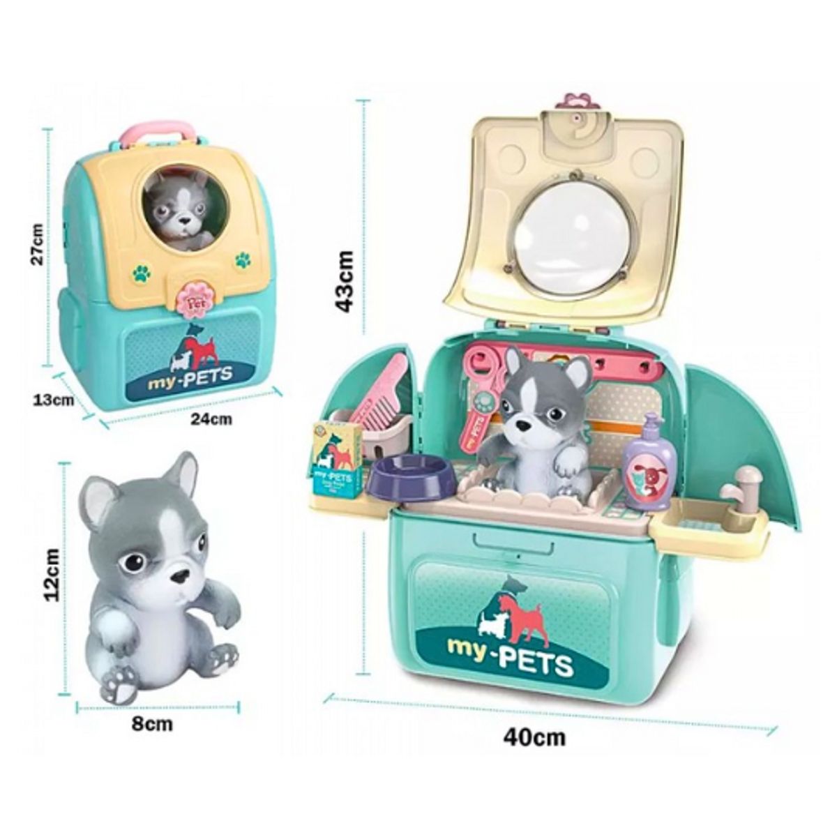 GENERICO - Juguete Set de Cuidado de Mascotas 2 en 1 Mochila Perro