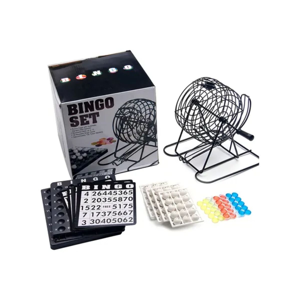 GENERICO - Set de Bingo Metálico Profesional con Bolillas y Cartones
