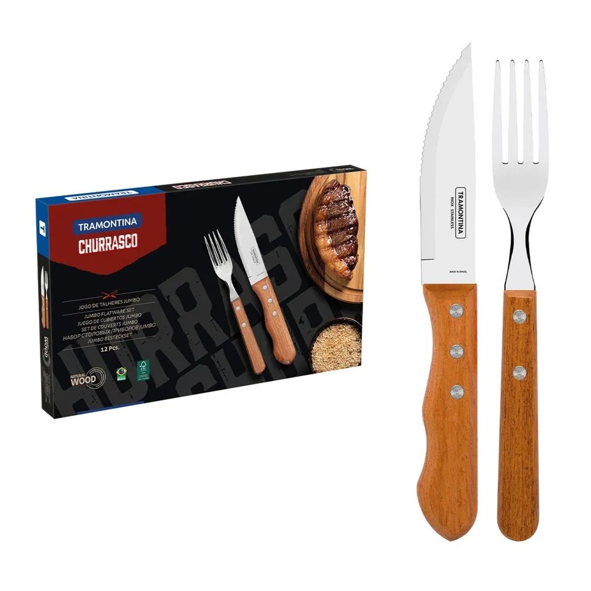 TRAMONTINA - JUEGO DE CUBIERTOS PARA ASADO TRAMONTINA 12 PIEZAS
