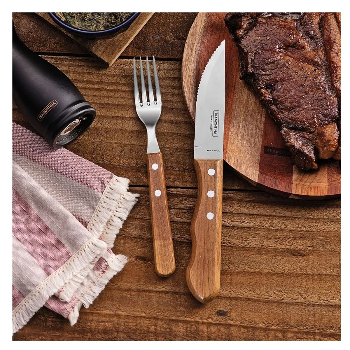 TRAMONTINA - JUEGO DE CUBIERTOS PARA ASADO TRAMONTINA 12 PIEZAS