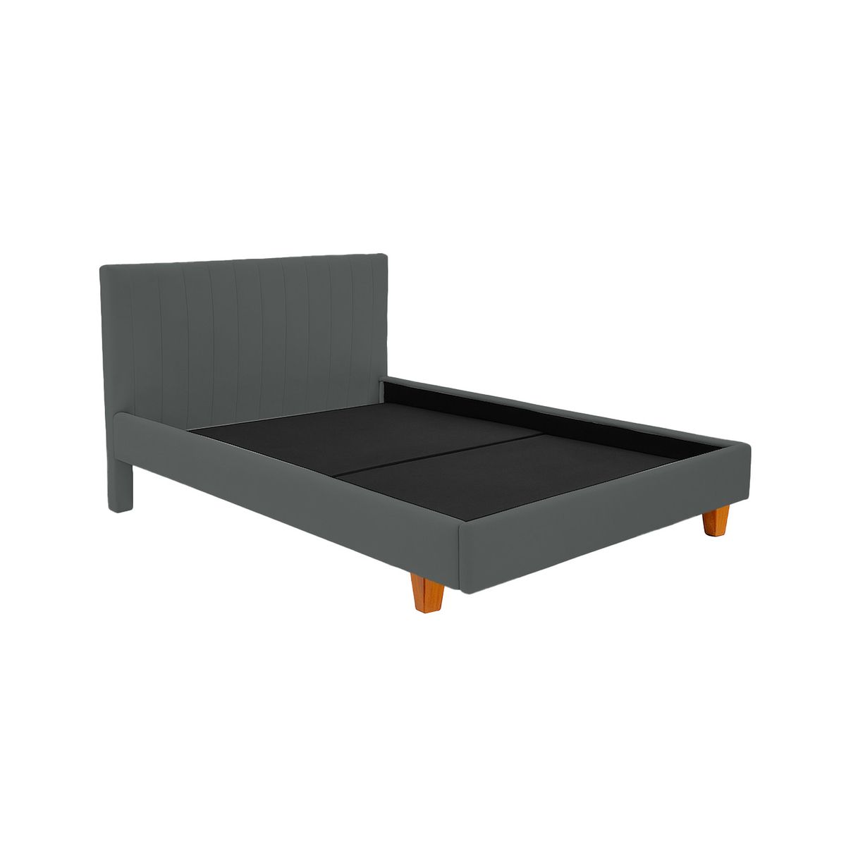 MUEBLES MACRUMO - Cama tapizada Vanesa - 15plz Gris Oscuro