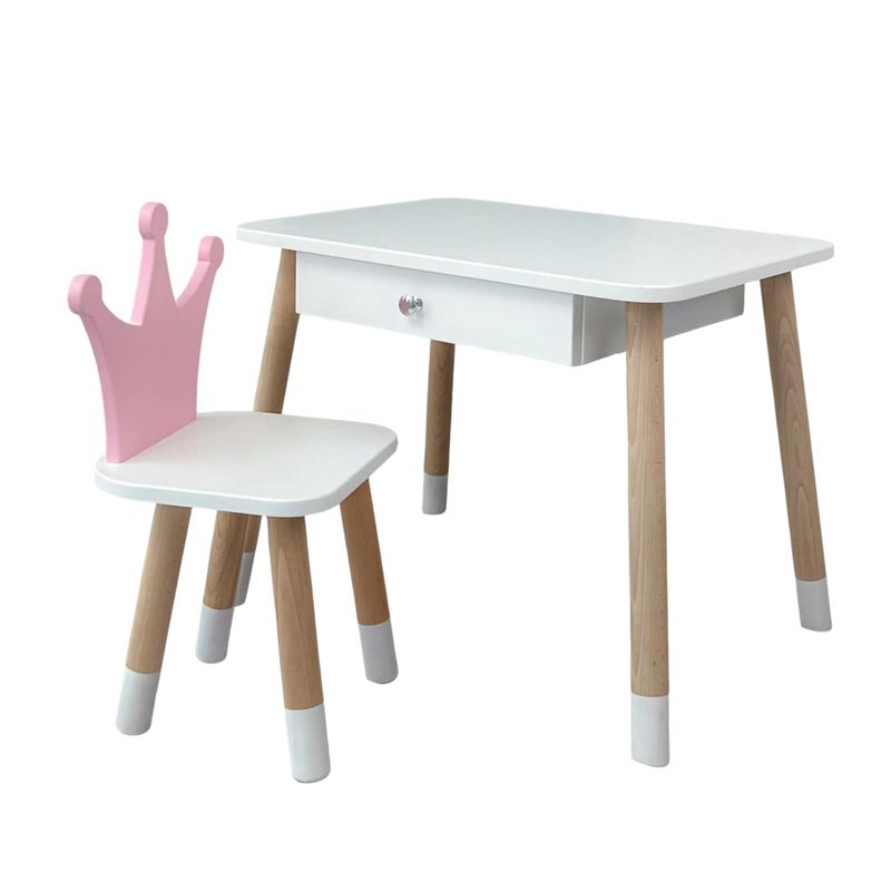 DIBA MUEBLES - Juego de Mesa con cajón y Silla Corona Rosado DIBA Muebles