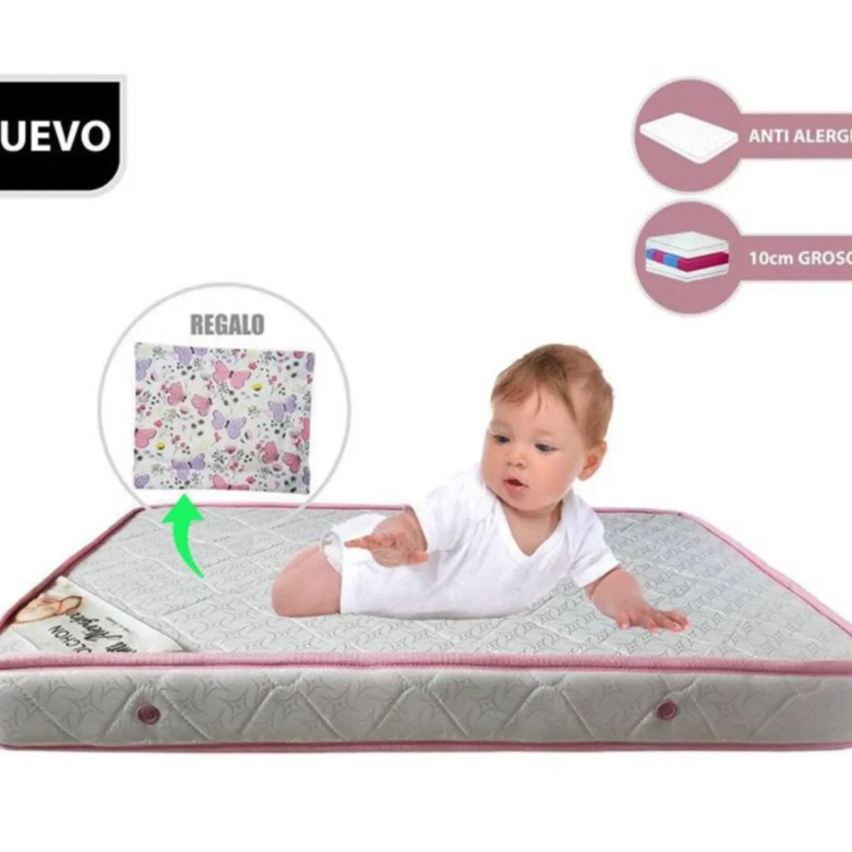 GENERICO - P-Colchón para Cuna Pack & Play de 3” Rosado