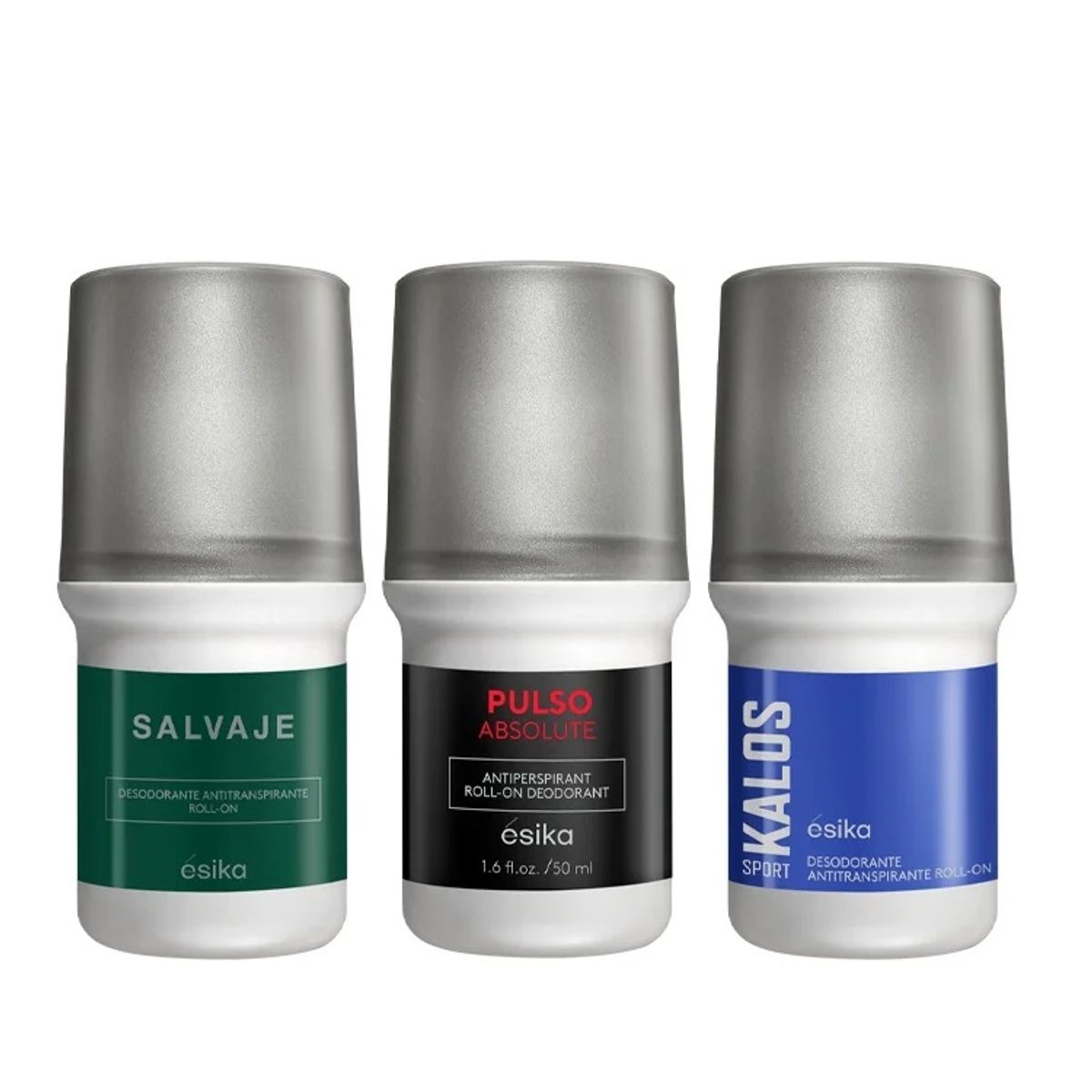 ESIKA - Set x3 Desodorantes Roll-On Pulso Kalos Salvaje - Esika 50ml