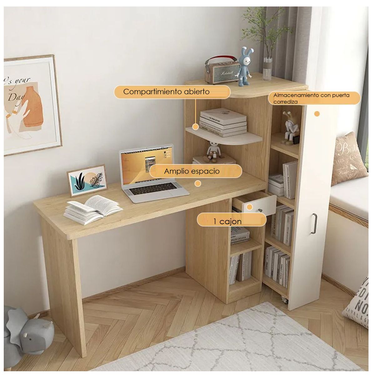 DIBA MUEBLES - Escritorio Moderno con Estante Gus DIBA Muebles