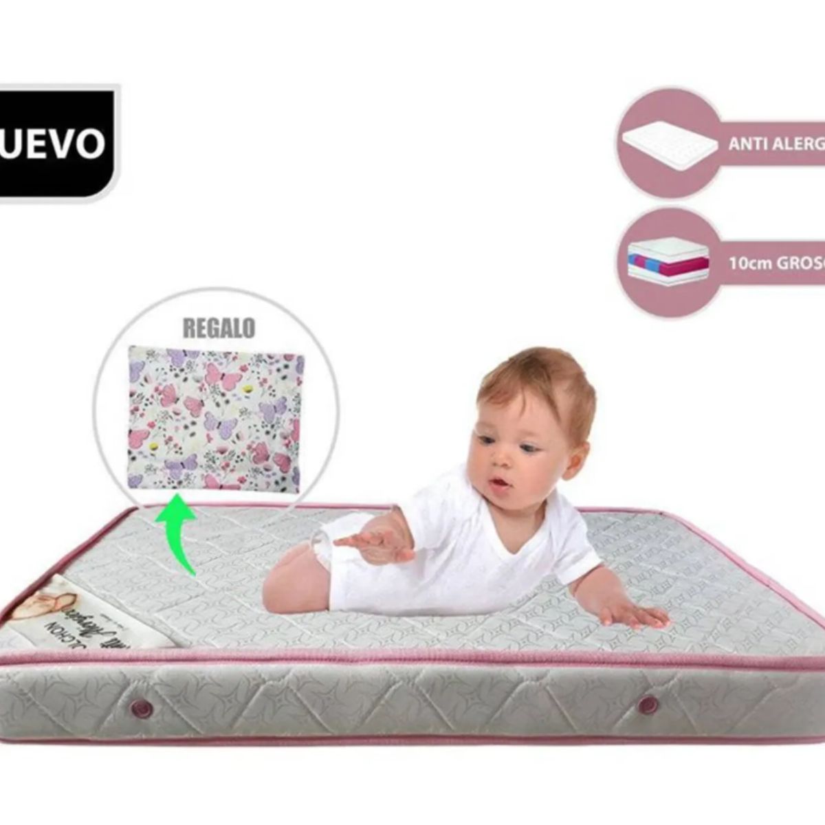 GENERICO - P-Colchón para Cuna Pack & Play de 4” Rosado