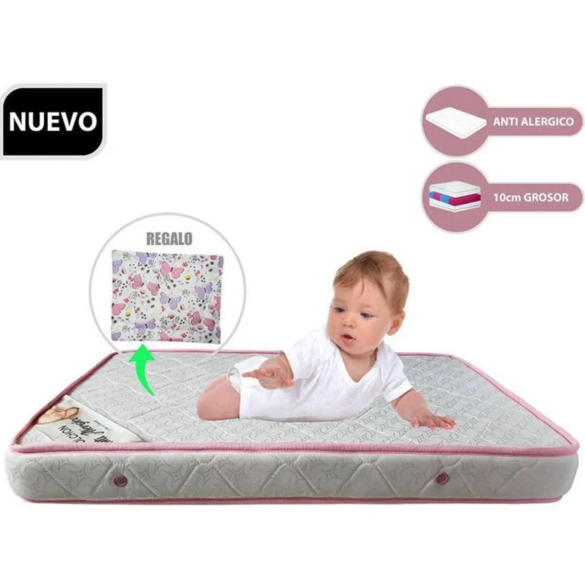 GENERICO - P-Colchón para Cuna Pack & Play de 4” Rosado