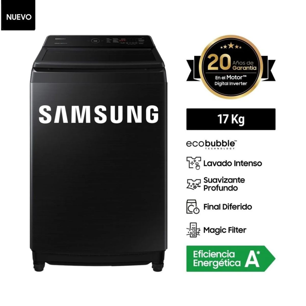 SAMSUNG - LAVADORA SAMSUNG WA17CG6441BVPE 17KG