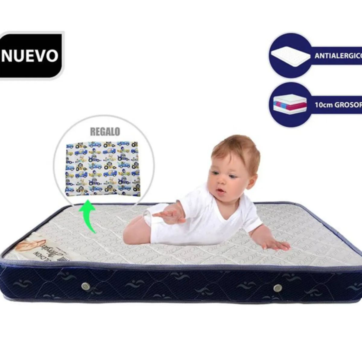 P-Colchón para Cuna Pack & Play de 3” Azul, marca GENERICO - Foto Principal