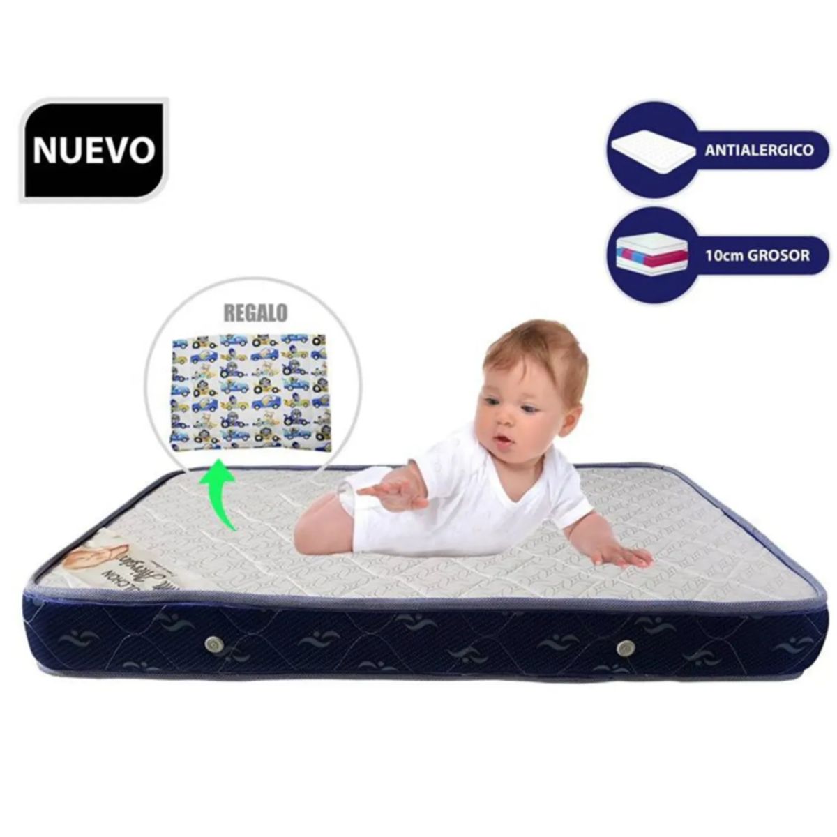 P-Colchón para Cuna Pack & Play de 3” Azul, marca GENERICO - Foto Principal