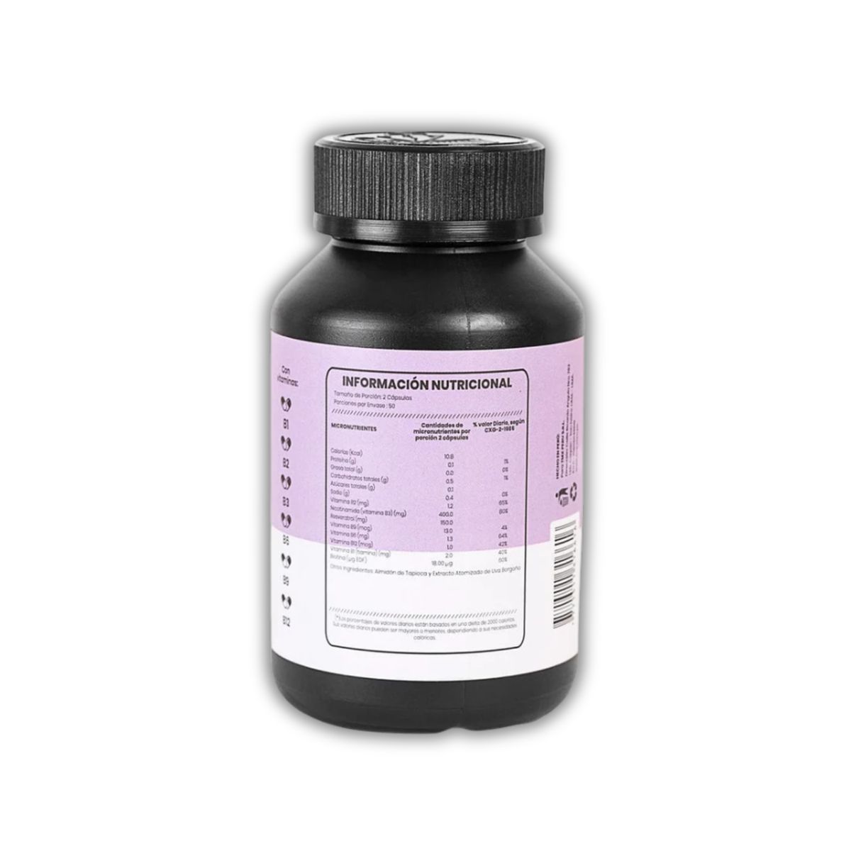 GENERICO - NAD + RESVERATROL CON COMPLEJO B Y BIOTINA TMX 100 CAPSULAS UVA BORGOÑA + SHAKER
