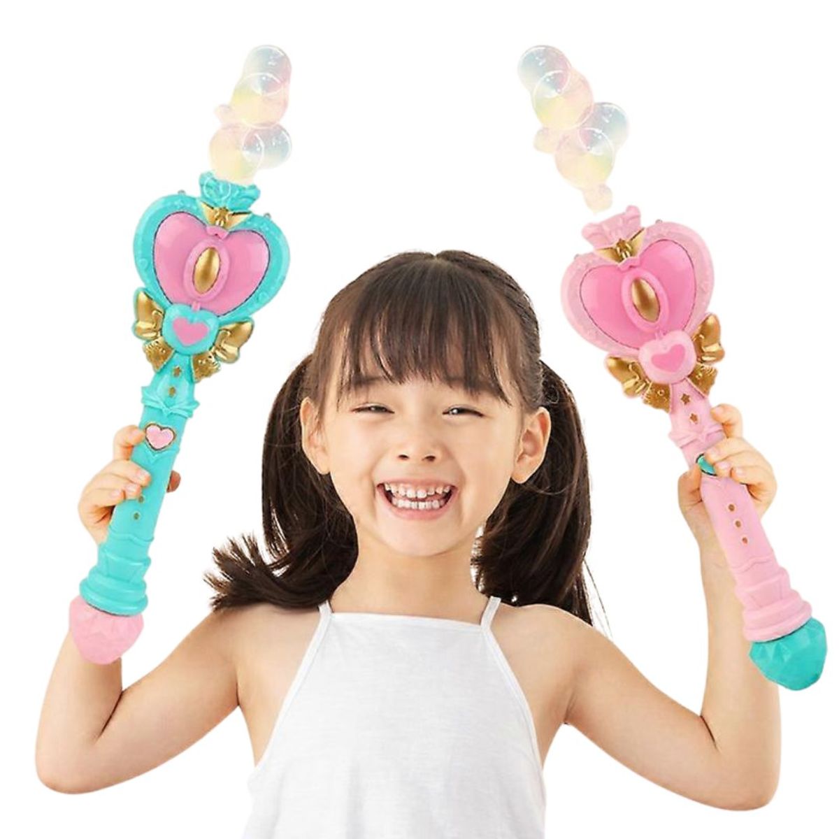 GENERICO - Varita Mágica de Princesa Lanza Burbujas con Diseño de Corazón - Verde