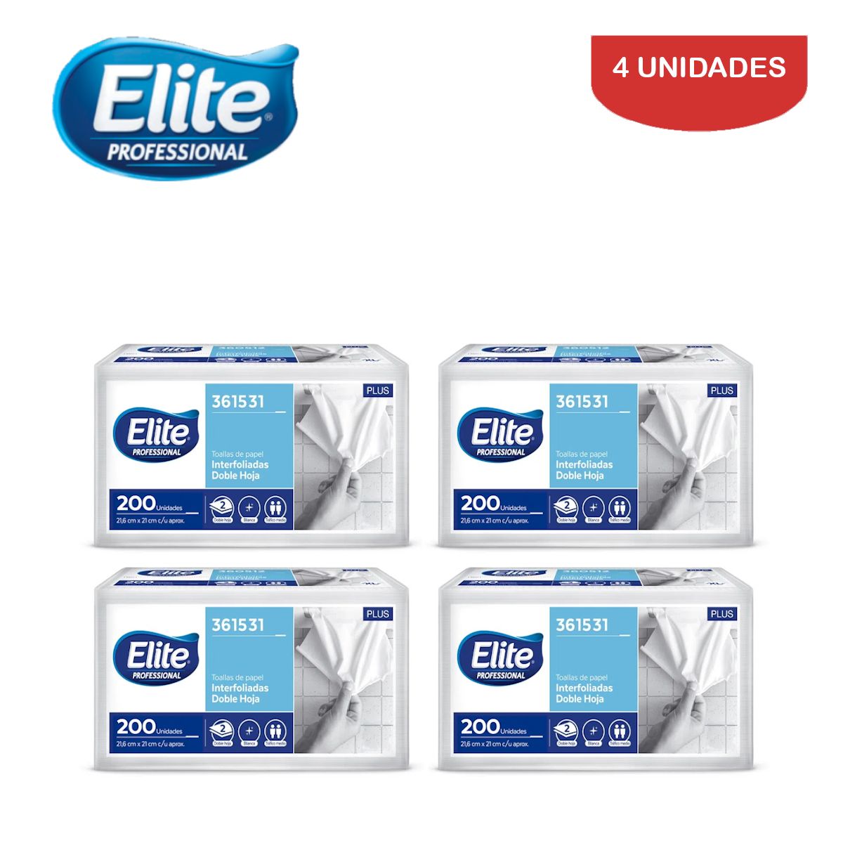 ELITE - Papel toalla DH interfoliada 200 hojas ELITE. Pack 4 und