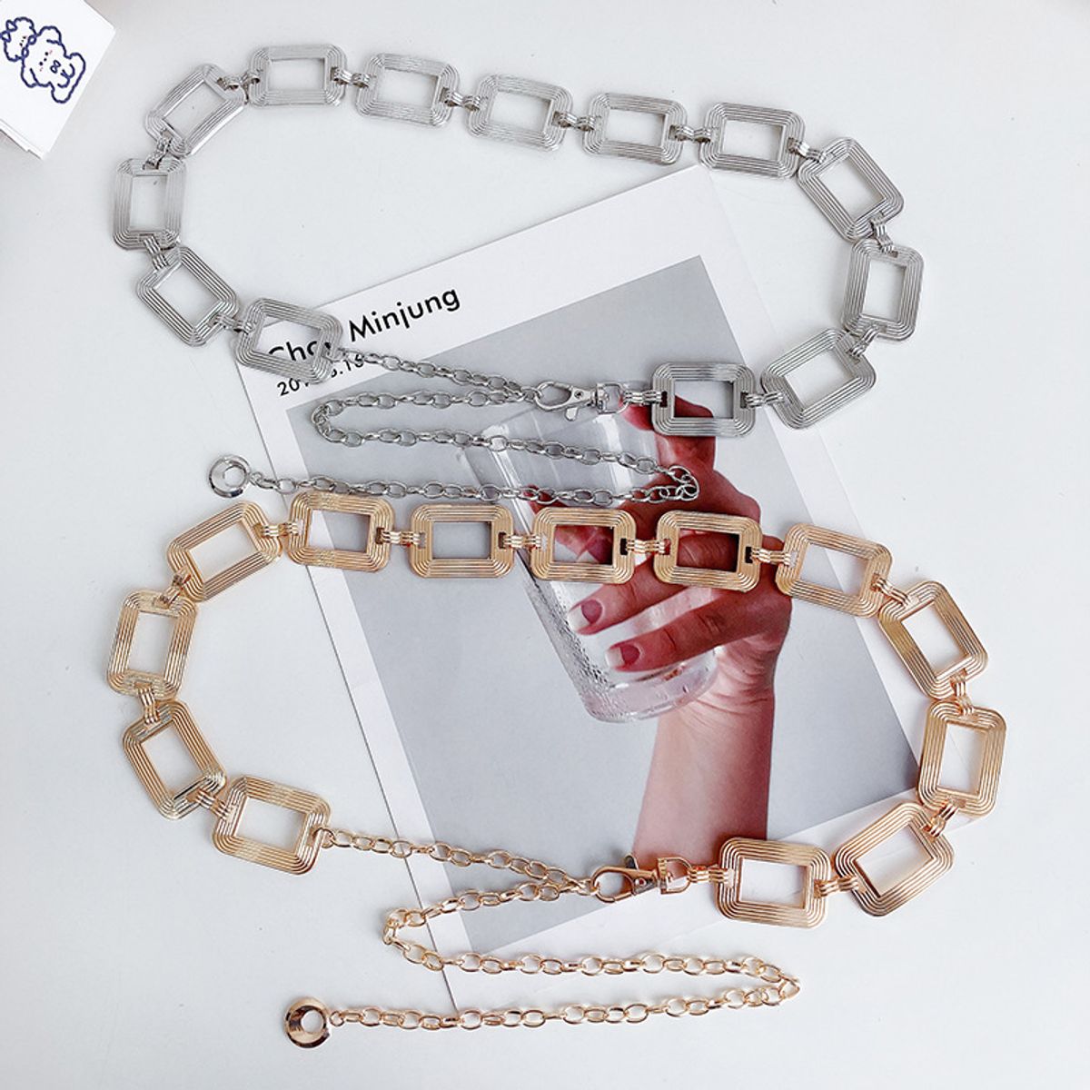 KAST PE - Correa Donatella Plateado de eslabones rectangulares para Mujer