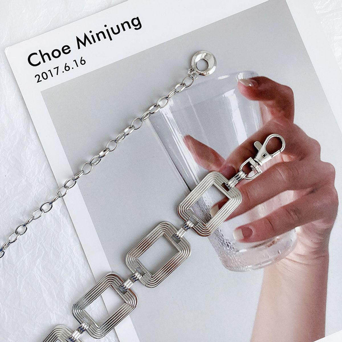 KAST PE - Correa Donatella Plateado de eslabones rectangulares para Mujer