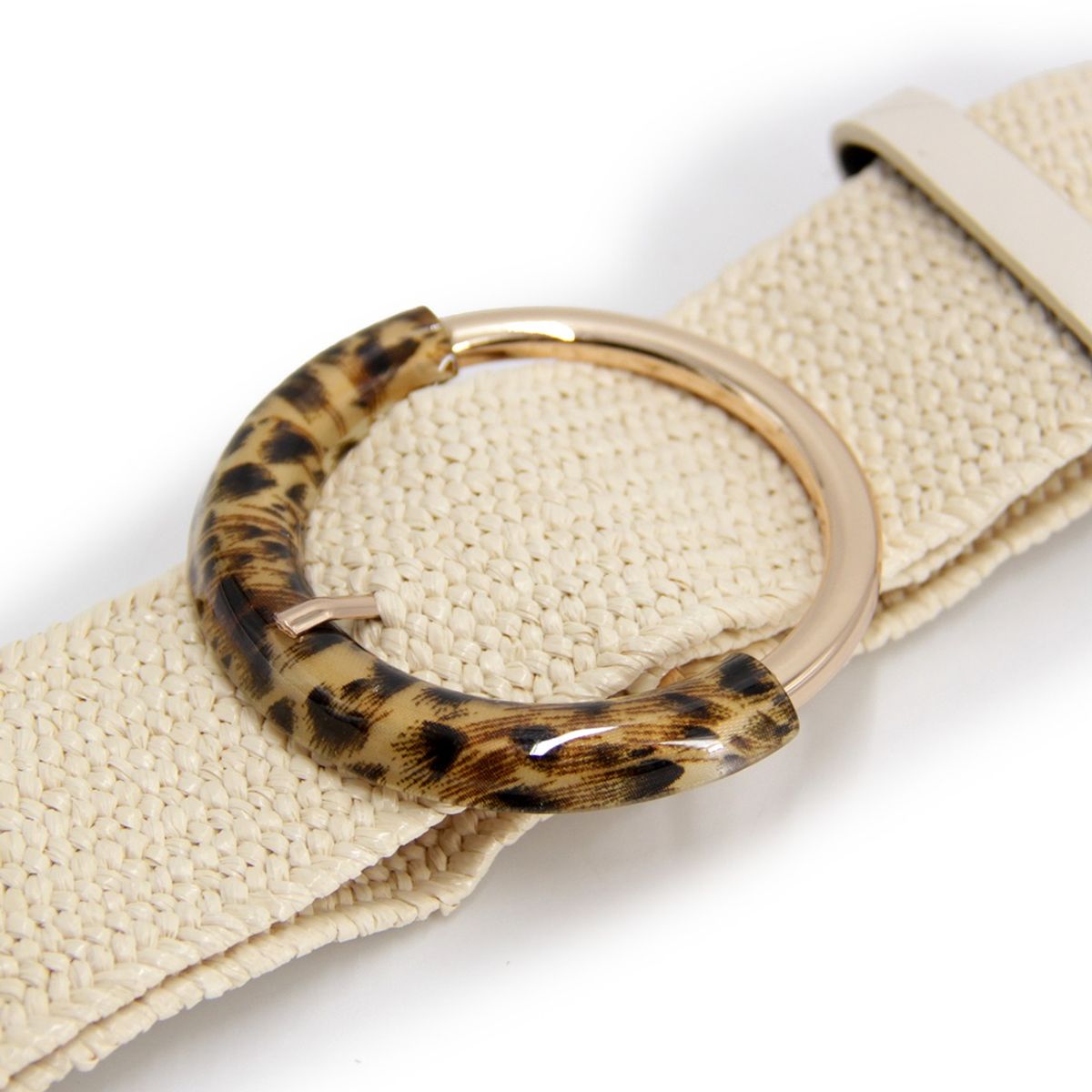 KAST PE - Cinturón elástico Pippa CREMA con hebilla Animal Print