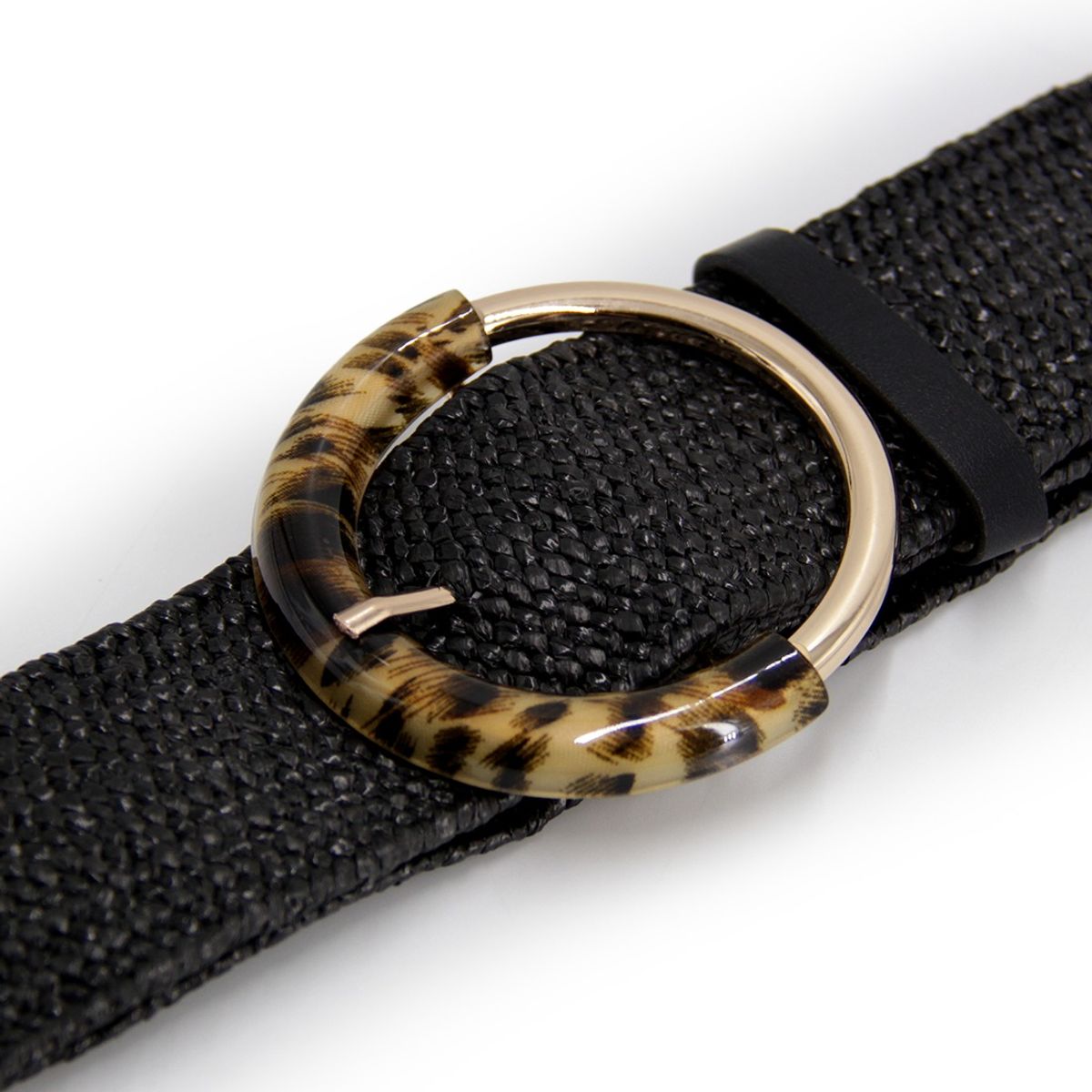 KAST PE - Cinturón elástico Pippa NEGRO con hebilla Animal Print