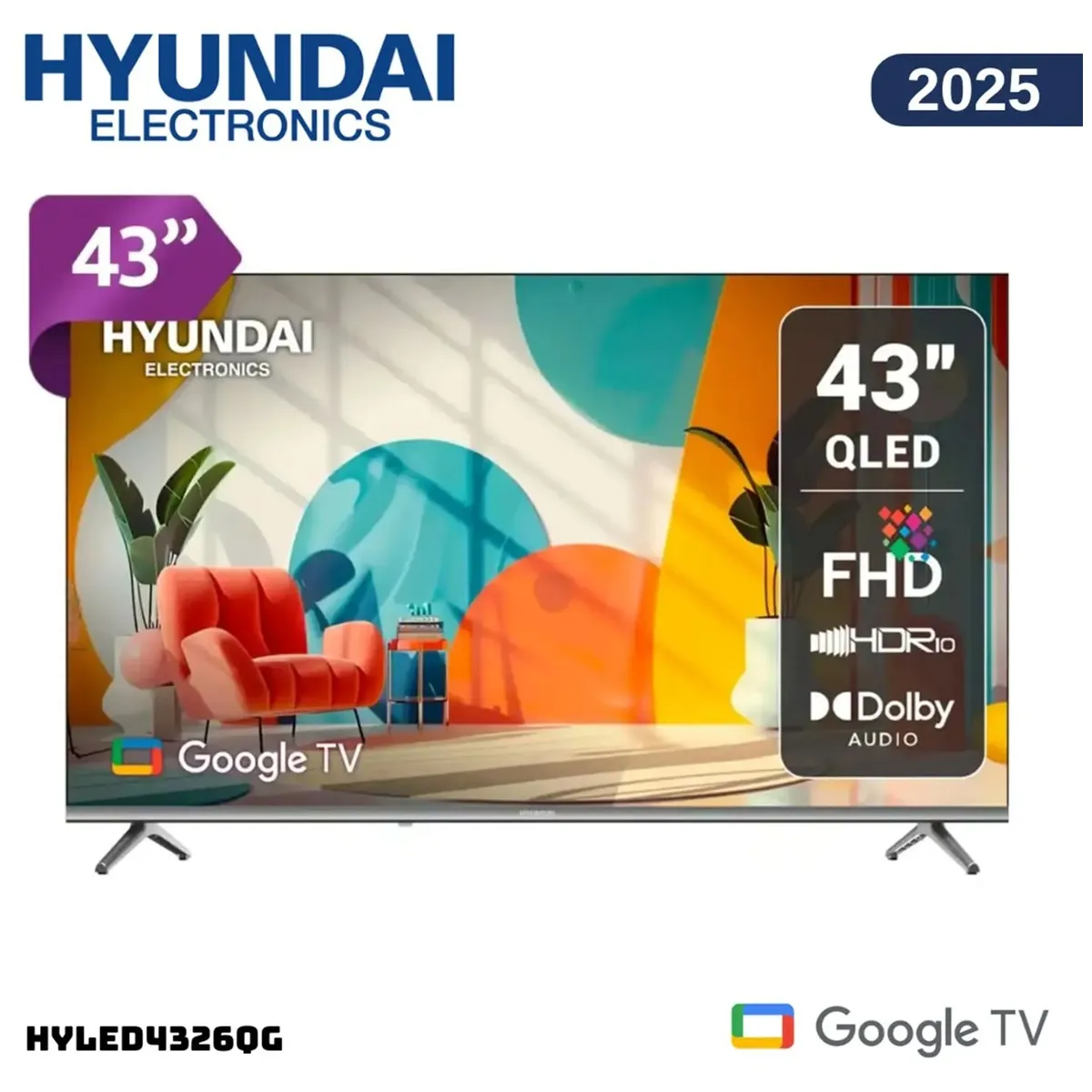 HYUNDAI - TELEVISOR HYUNDAI 43 QLED SMART TV GOOGLE TV FHD HYLED4326QG