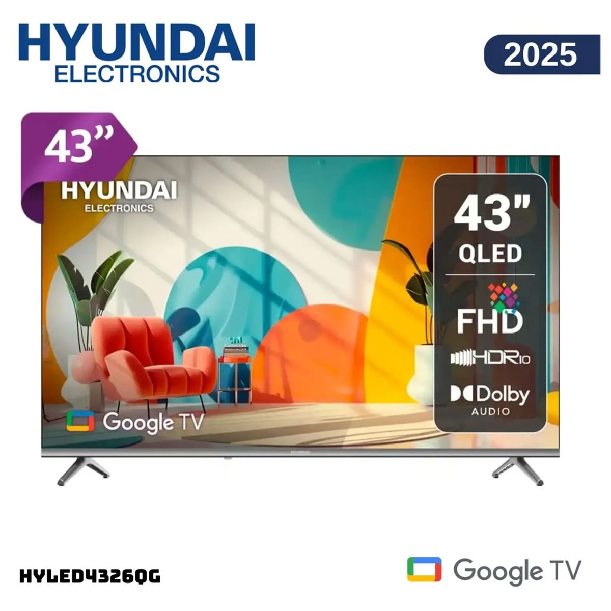 HYUNDAI - TELEVISOR HYUNDAI 43 QLED SMART TV GOOGLE TV FHD HYLED4326QG