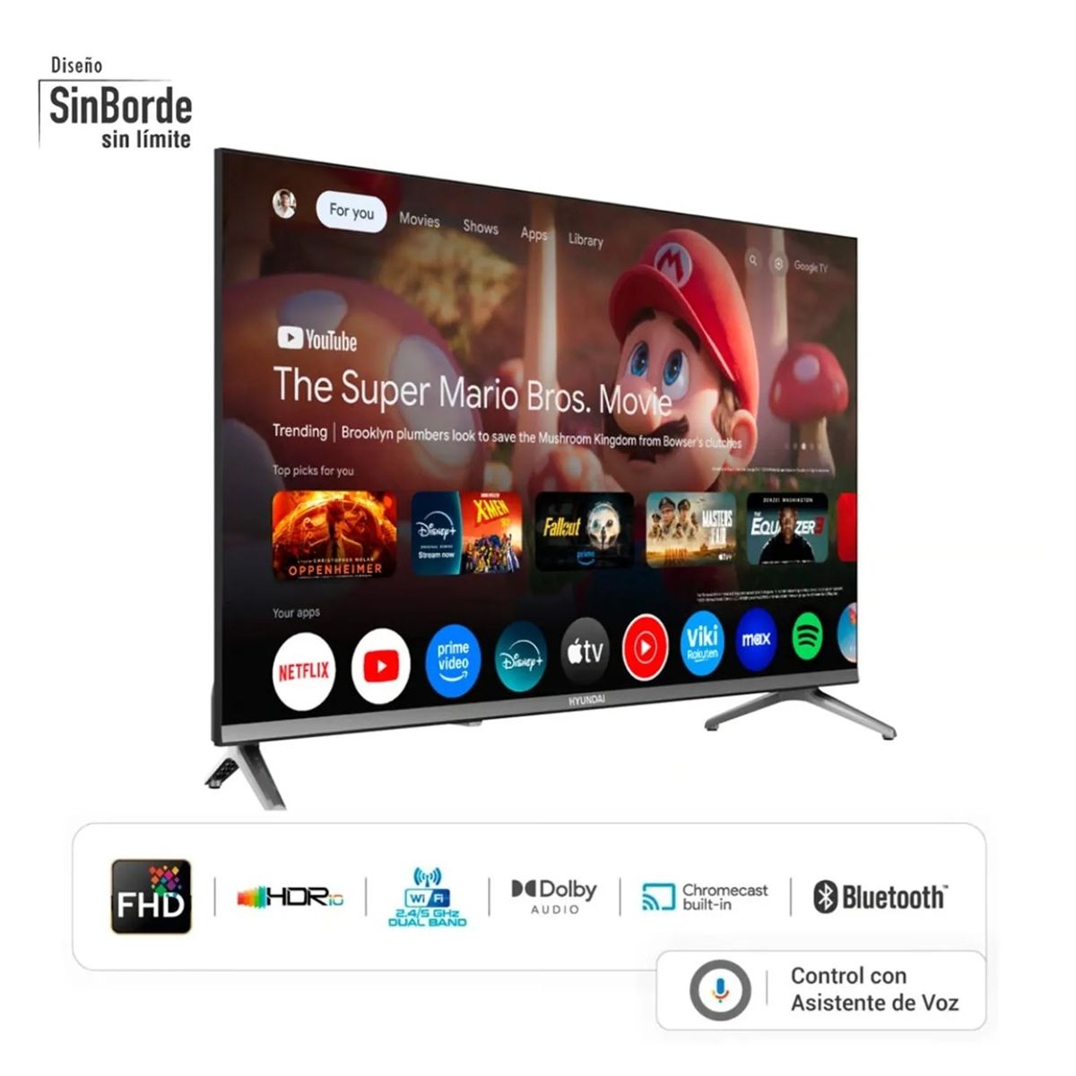 HYUNDAI - TELEVISOR HYUNDAI 43 QLED SMART TV GOOGLE TV FHD HYLED4326QG