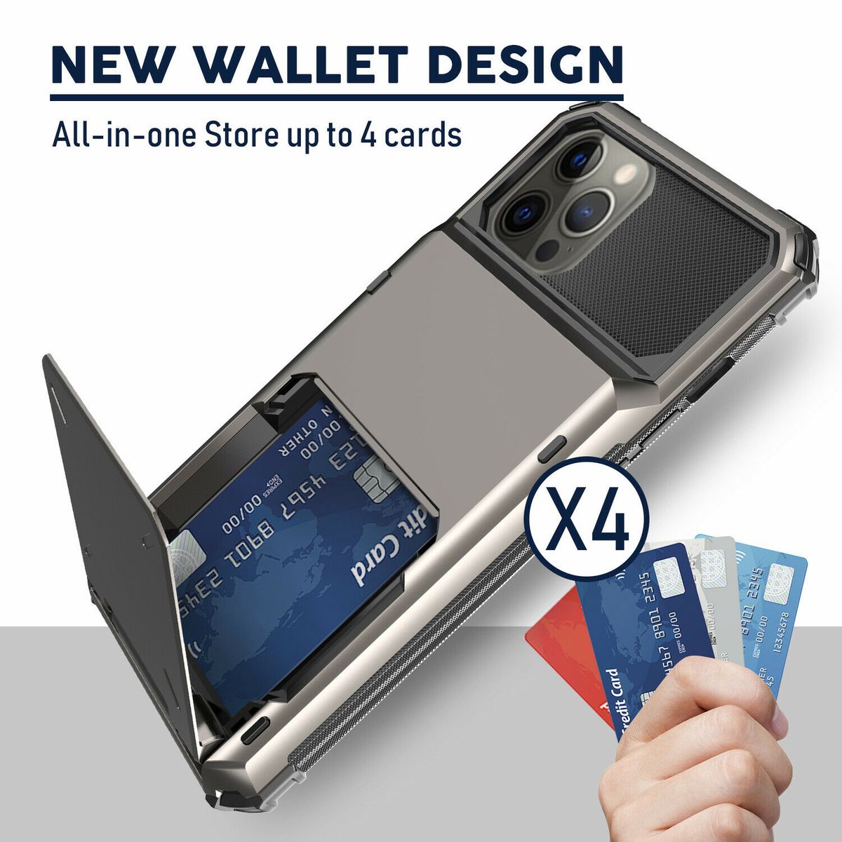 GENERICO - Carcasa Case iPhone 16 Pro Tarjetero Wallet