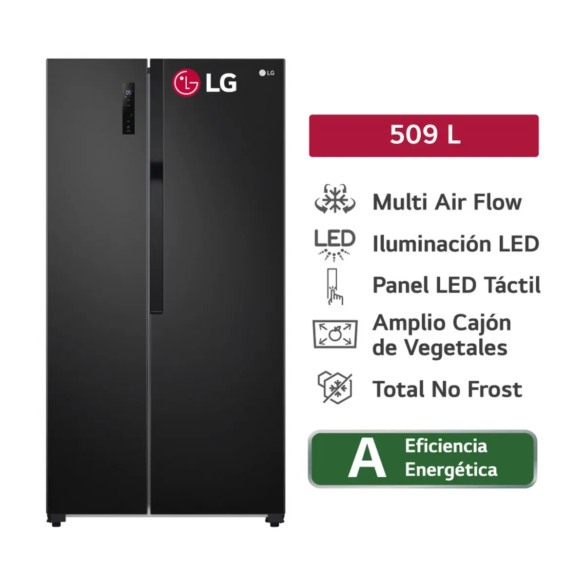 LG - REFRIGERADORA GS51MPD LG 509 L MULTI AIR FLOW SIDE BY SIDE NEGRO