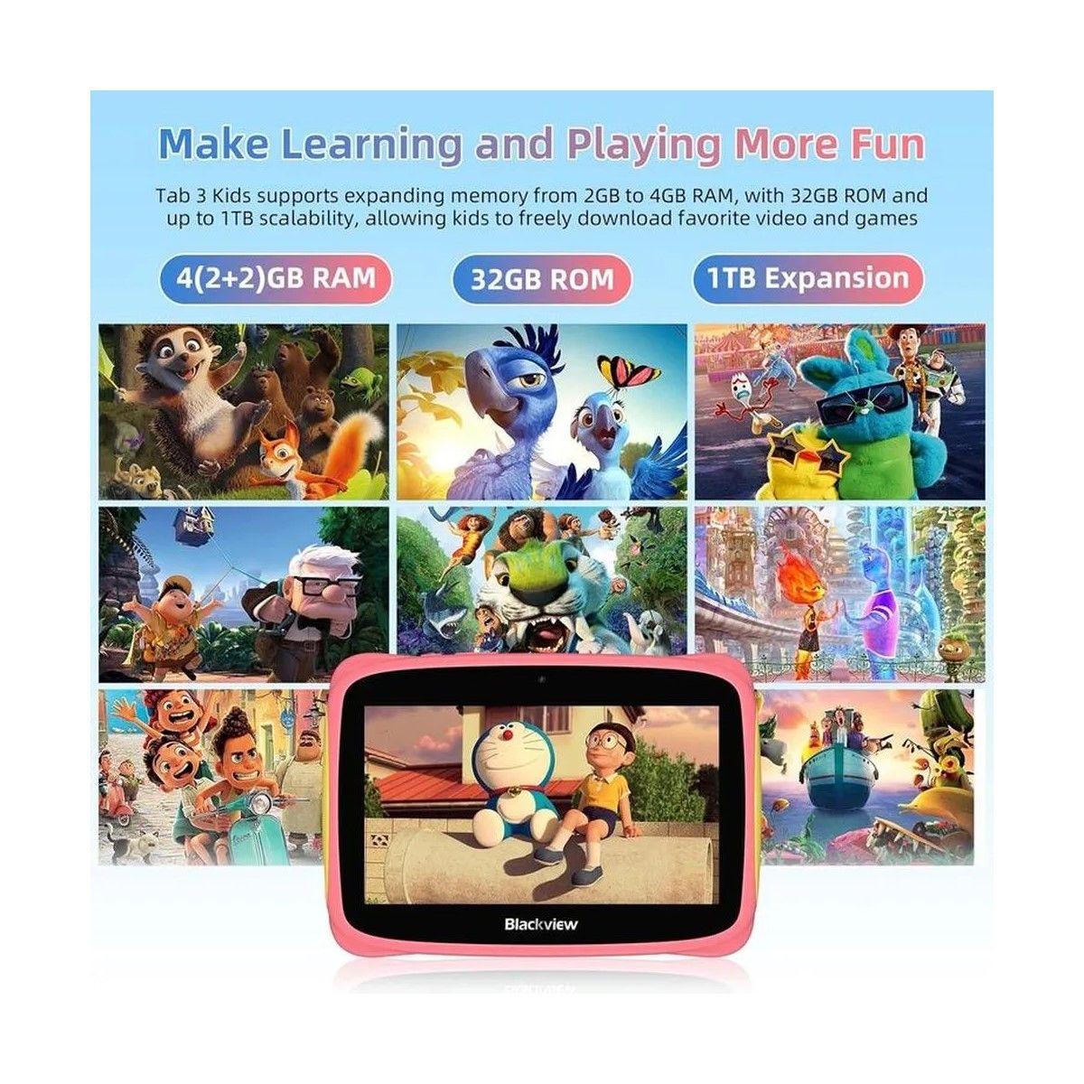 BLACKVIEW - Tablet Para Niños Blackview Tab3 Kids 2GB RAM + 32GB ROM Wifi Hd - - ROSA