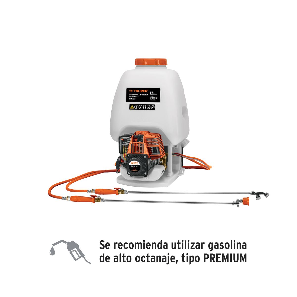 TRUPER - Fumigador de 25 L con motor a gasolina de 4 tiempos COD 101569 Truper