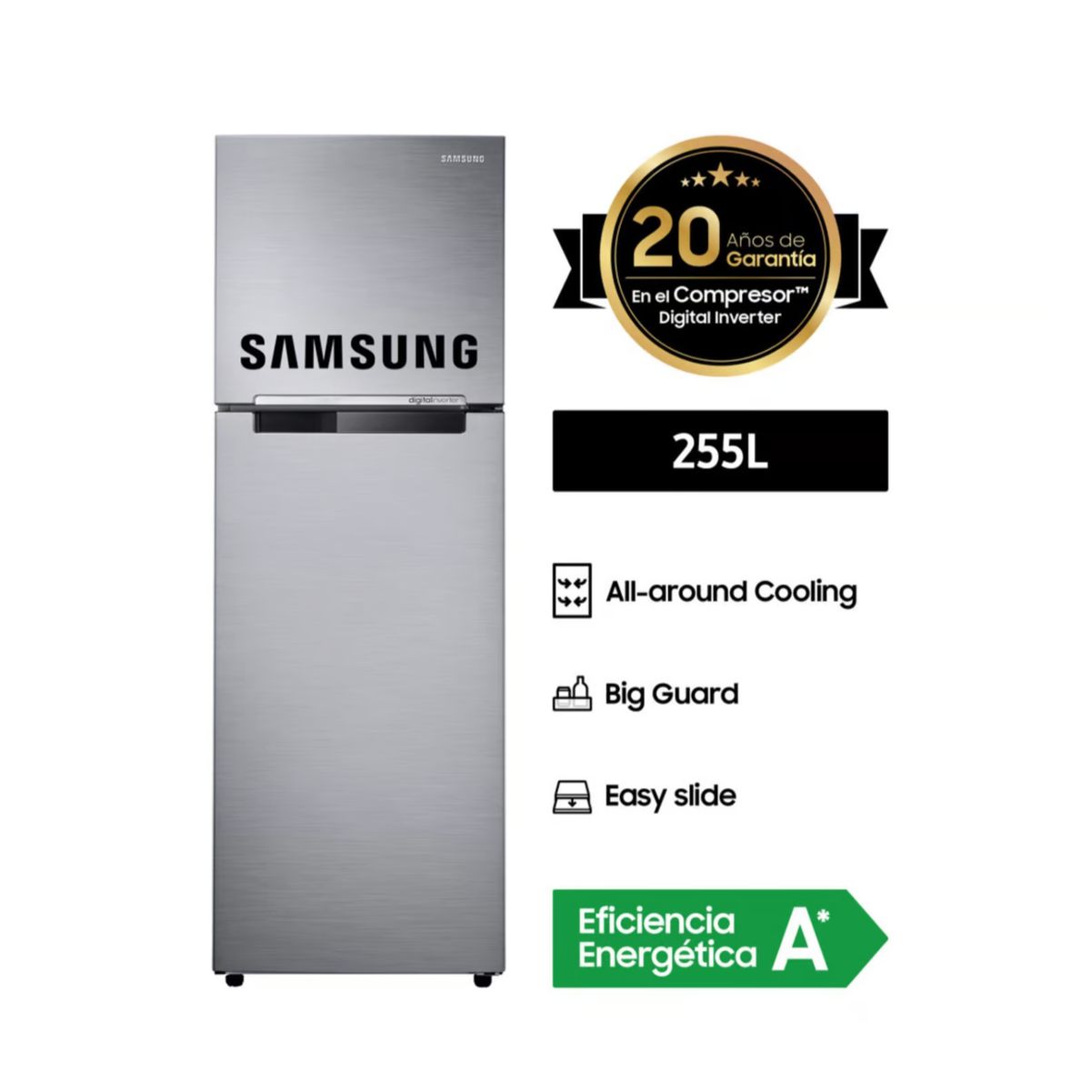 SAMSUNG - REFRIGERADORA SAMSUNG RT25FARADS8 255Lt SILVER
