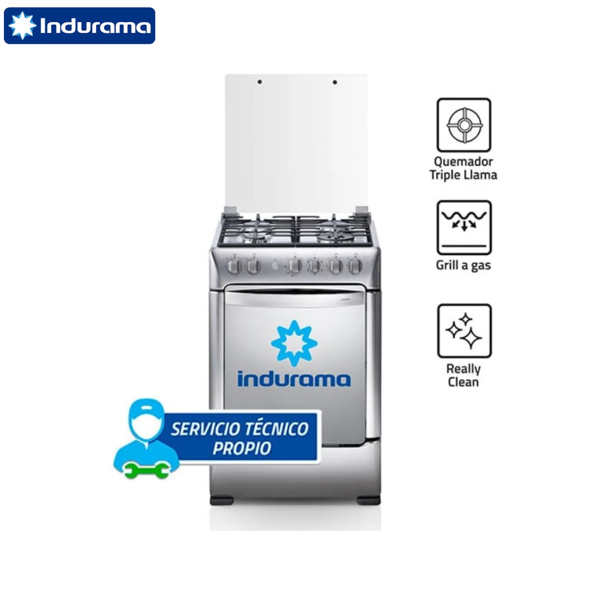 INDURAMA - Cocina Indurama a Gas de 4 Hornillas Florencia Zafiro Croma