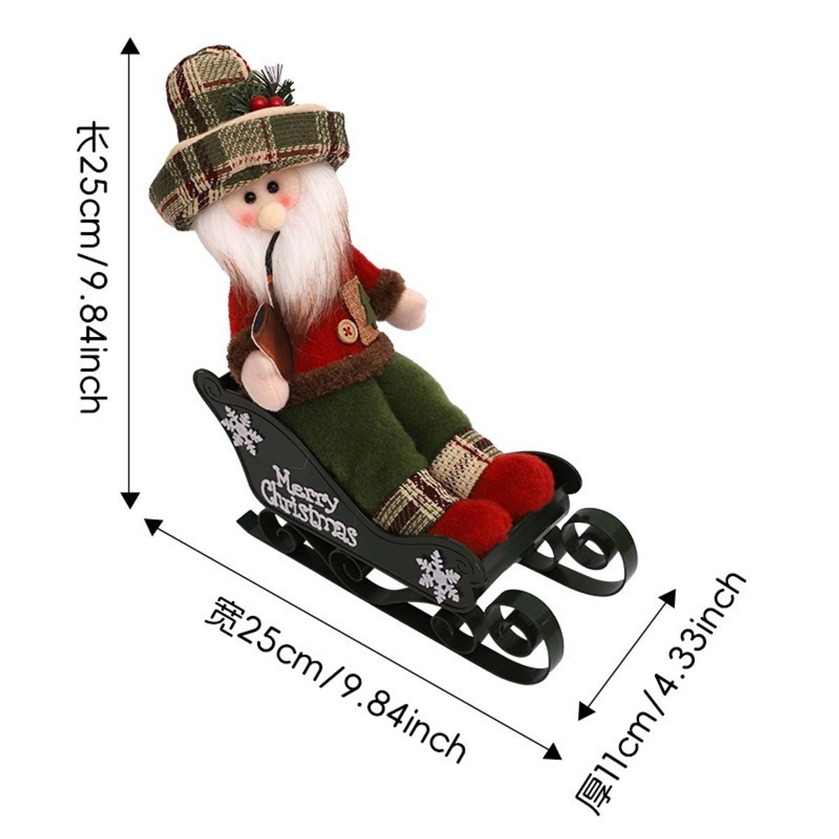 GENERICO - MUÑECO DECORATIVO NOEL TRINEO NAVIDAD 25X25CM