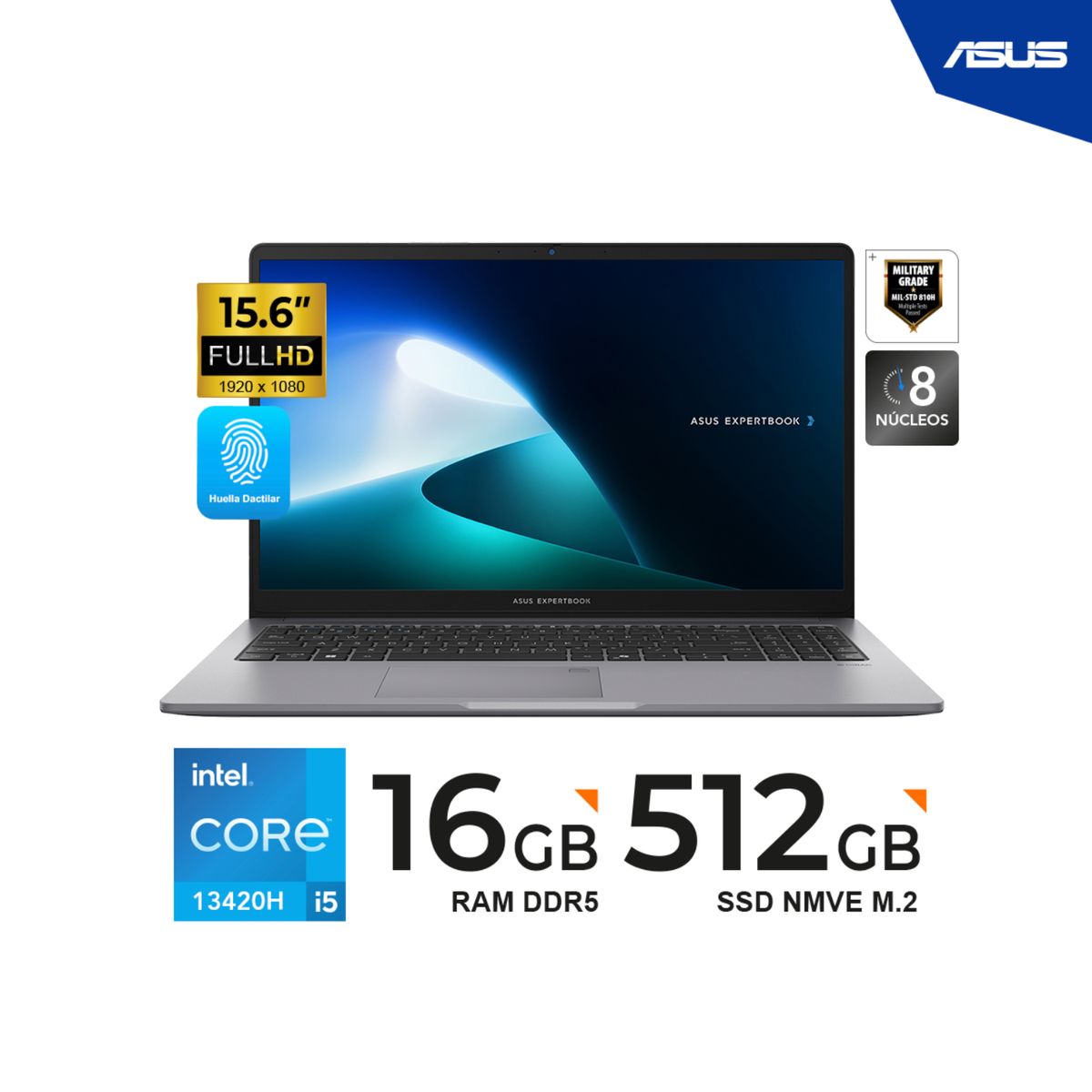 ASUS - LAPTOP ASUS EXPERTBOOK P1 156 FHD TN Core i5-13420H  16GB DDR5  512GB SSD M2  Freedos