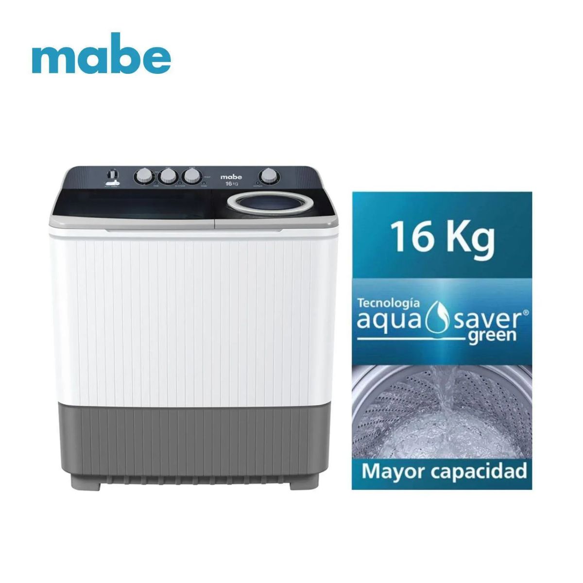 MABE - LAVADORA SEMIAUTOMÁTICA MABE - LMD6124PBBB0 DE 16KG BLANCA