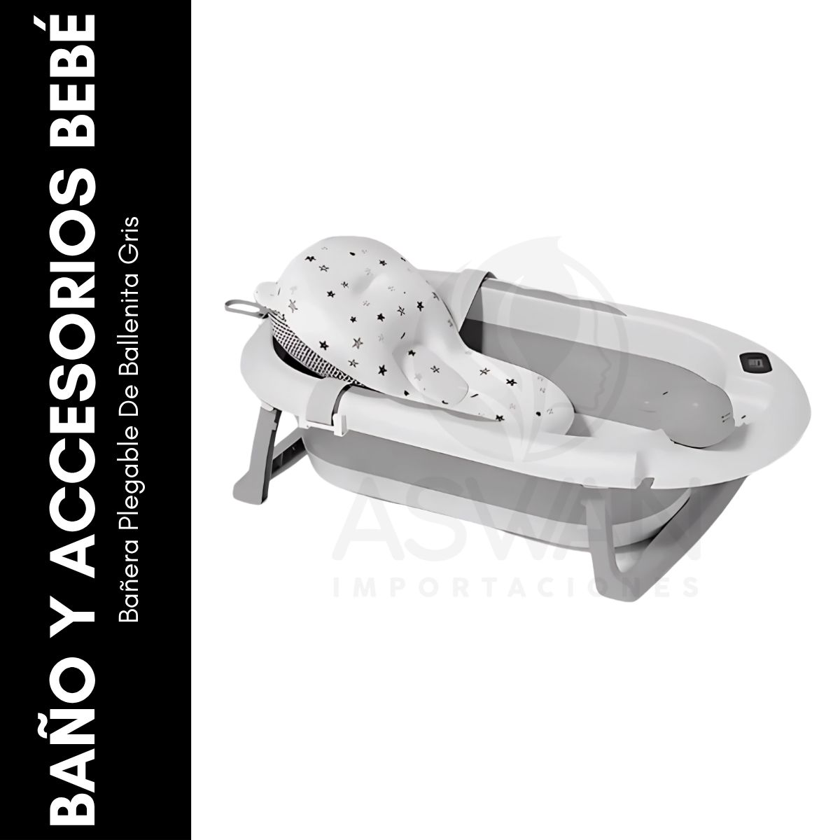 GENERICO - Bañera Plegable De Ballenita Gris