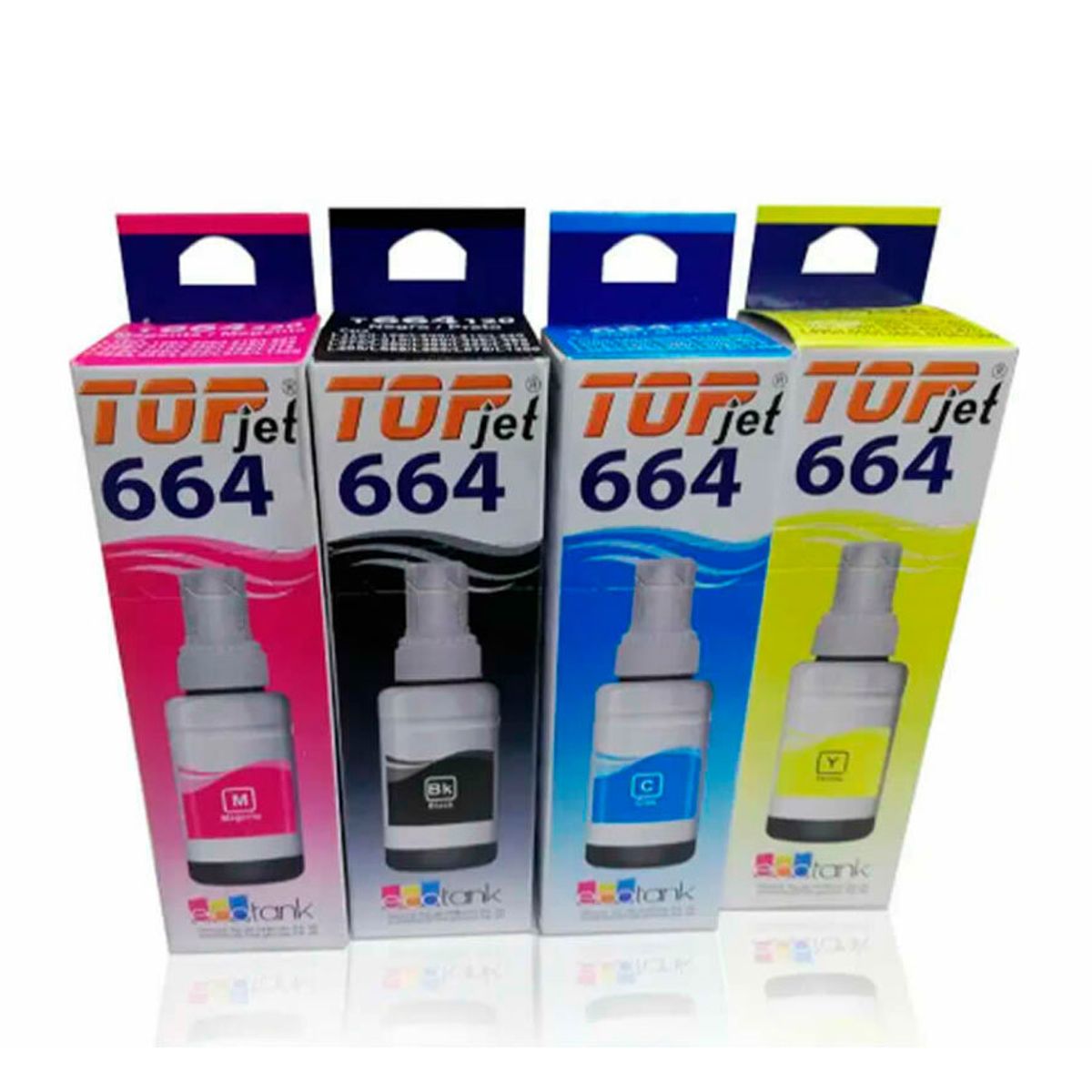 GENERICO - Kit X4 Tintas Genérica TOP JET T664 C +M +Y +K 70ml para Epson