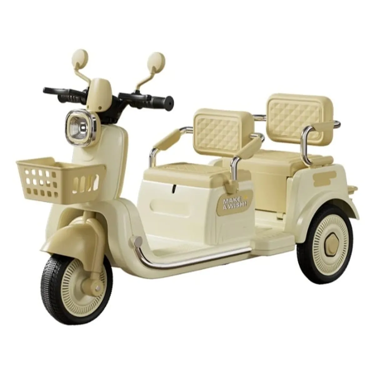 GENERICO - Trimoto Eléctrica Vintage Tiva 12v para Niños - Doble Asiento con Control Remoto Y Bluetooth